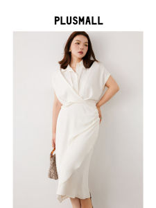 Luxury French Satin V-Neck Waist-Cinching Slit Dress