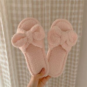 Thin Japanese Style Home Non-Slip Cotton Slippers Female Spring & Fall Young Adult Heart Cute Fluffy Word Indoor Shoes Winter