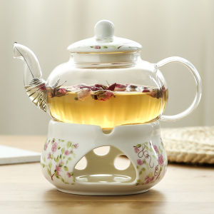 Ceramic Scented Teapot Scented Tea Set Transparent Cup Glass Flower and Fruit Flowering and Fruiting Teapot Heat-Resistant Candle Heating Suit