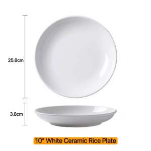 6”-12” White Ceramic Deep Plate Rice Plate Dinner Plate Noodle Plate Microwave Safe | Pinggan Seramik Putih Dalam / Pinggan Makan / Pinggan Mi / Pinggan Buah 陶瓷饭盘饭碟面盘面碟