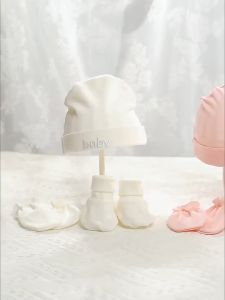 3Pcs/Set Newborn Accessory: Cotton Glove + Cap + Foot Cover Safety Baby Boys Girls Infant Hats Mittens