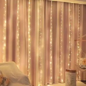 3m×3m USB Copper Wire Curtain Lights with Remote 8 Modes Fairy String Lights for Bedroom Wedding Party Home Wall Decor