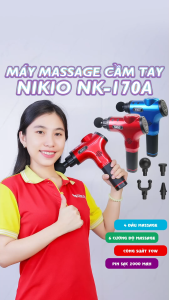 Súng (Máy) Massage Cầm Tay Nikio NK-170A - Mát Xa giãn Cơ Với Công Nghệ Gõ  6 Tốc Độ 4 Đầu Matxa Thay Đổi Dòng Pin Sạc Tiện Lợi