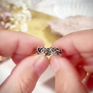 Huitan Hình Trái Tim Dây Nhẫn Nữ Thời Trang Kim Loại Bạc Tiệc Cưới Trang Sức Đa Năng Hàng Ngày Phụ Kiện Dành Cho Nữ