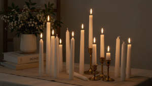 White Candles 20pcs | Smokeless Dripless Taper Candle for Prayer & Emergency