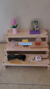 (COD) Rak Aksesoris - Rak Kayu - Rak Set 3 Tingkat cocok untuk simpan PC pajangan aksesoris barang lainnya