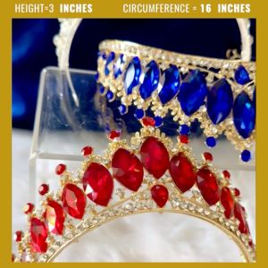 Elegant Pageant & Bridal Tiara Crowns: Red, Silver, Gold & Blue