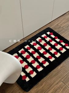 French Vintage Bedside Rug Flocking Living Room Coffee Table Mat Bedroom Carpet Bathroom Water Absorbent Anti-Slip Floor Mat