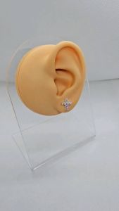 Cross stud stone earrings medium 92.5 italy silver jewelry (TUNAY NA SILVER)