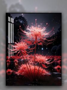 Cross Stitch Kit Red Flower Cross Stitch Modern Simple Style Bedroom Living Room Vertical Version Handmade Embroidery Set