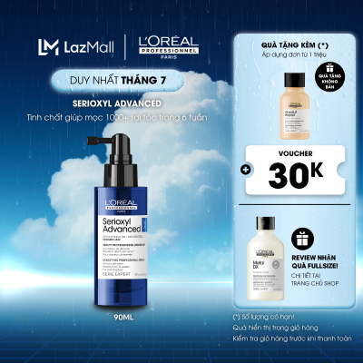 Tinh chất xịt mọc tóc - làm dày tóc chuyên nghiệp L'Oréal Professionnel Serioxyl Advanced 90ml - Dành cho tóc thưa, mảnh, rụng