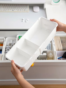 Expandable Kitchen Drawer Cutlery Storage Box Deep Cabinet Divider Desktop Organizer Cosmetic Drawer Partition Rectangular PP
