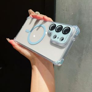 szhaiyu | Transparent Protective for Magsafe Magnetic Phone Case for Samsung Galaxy S26 S25 S24 Ultra Wireless Charge Shockproof Cover
