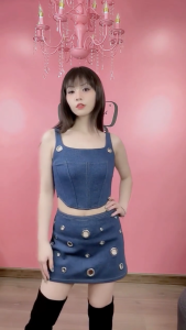 SET NAVY DENIM - Áo corset Navy Jeans phối khoen và chân váy Navy Jeans khoen bạc.