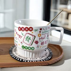 Original Ceramic Creative Home Use Mahjong Mugs Tea Time Lucky Cup Retro Design Water Cups Colorful Ins Style Universal Appeal