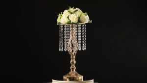 Hollow Curvy Gold / Silver Mermaid Crystal Flower Holder Centerpiece Party Decoration