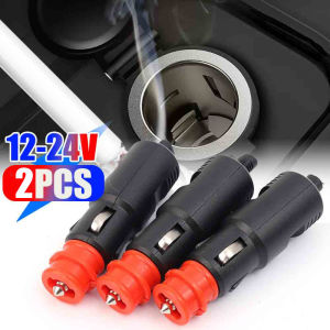 2pcs Car Lighter Adaptor Plug Universal 12-24V Power Plug Lighter Accessories Connection Socket Adaptor Male Plug