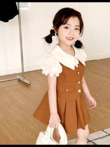 gabby 3 pcs / Set White Ruffle Collar Blouse Vest and Pleated Skirt Set Terno Korean Fashion - 3 pcs / set - ruffle collar blouse vest skirt - best seller - good quality - premium quality - trending set terno - 100 percent cotton - mall quality -