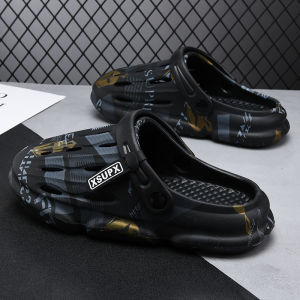 Mens Summer Trendy Brand Holes Shoes Outdoor Sports Beach Sandals Thick Bottom Anti-slip Breathable Color Block Youth Footwear