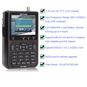 SATLINK WS6906 3.5in Portable LCD Digital Satellite Signal Finder Meter High Clarity Satellite Finder Display Data