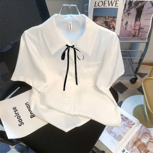 Summer Student Short Sleeve Doll Collar White Shirt Womens JK Uniform Loose Design Class Uniform Top Sweet College Style