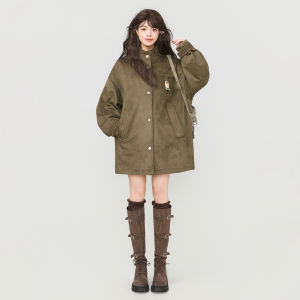 Keiko | Moss Green Suede-like Spliced Oversized Windbreaker Jacket