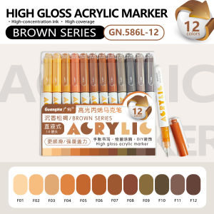 GuangNa 168/12 Colors High Gloss Acrylic Marker Pen SetHard Headed Drawing Pens for WoodDIY Graffiti Paint Pen Stationery