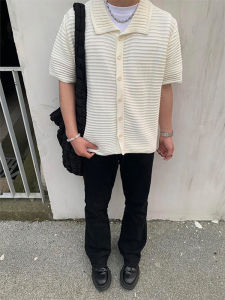 Áo Sơ Mi Nam Cleanfit Màu Nho Dệt Kim Tay Ngắn Khoét Lỗ Áo Khoác Ngoài Mùa Hè Phong Cách Cổ Điển Áo Sơ Mi Dài Tay