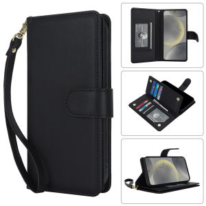 Card Case For Samsung With Short lanyard Mobile Phone Case Coin Purse Case Flip Leather Case With Card Holder Cards Slot Case Casing Shell For Samsung Galaxy S25 Plus S24 Ultra S24 Plus S23 Ultra S23 FE S22 Ultra S21 Plus S20 FE Note20 Ultra MP Cover