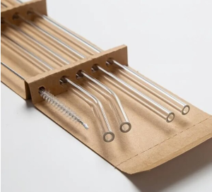 1set Heat Resistant Glass Straws with Brush - Set of 5 - Reusable and WashablePerfect for Smoothies Milkshakes Tea Juice