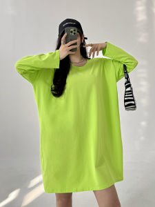 เสื้อยืดคอกลมแขนยาวผ้าฝ้ายแท้ทรงหลวมสบายๆ สำหรับผู้หญิง เสื้อเชิ้ตทรงหลวมแขนยาวทรงหลวมสำหรับใส่ในฤดูใบไม้ผลิและฤดูใบไม้ร่วง