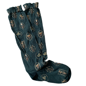 Retro Long Tube Socks Womens Floral Pattern Embossed Artistic Design High Top Knee-Length Stockings Japanese Keikawa Aki Style