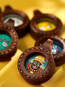 Tibetan Cowhide Wipe Thangka Zachilam Yellow God of Wealth Painted Handmade Mini Green Tara