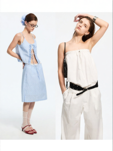 ULD | Retro Jacquard Airy Textured Two-Way Cotton Bustier Skirt