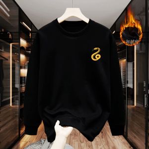 YHNP Luxury Trendy Couples Fleece Lined Sweatshirt in Angora Red for Men Autumn Winter New Style Loose Fit Printed Cotton Youth Casual Fashion