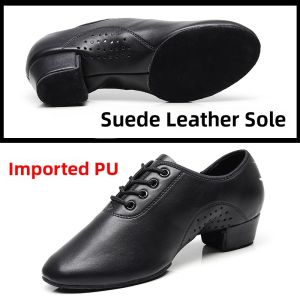Mens Latin Dance Shoes Social Dance Shoes Modern Dance Shoes Genuine Leather Sailor Square Dance Shoes Comfortable Flat Heel