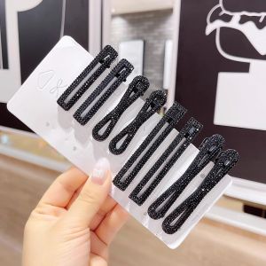 Black Duckbill Hair Clip Womens Forehead Decor Summer Side Part Hair Accessories Square Shape Hairpins for Fringes