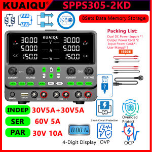 KUAIQU | KUAIQU Lab DC Power Supply 8Groups Memory Series Parallel OVP OCP Dual Independent Output Variable Regulated Power Supply 30V10A