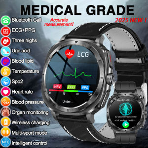 2025 ECG+PPG Smart Watch Men Heart Rate Uric Acid Blood fat Blood pressure Body analysis Heart rate Call Blood oxygen Smartwatch