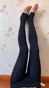 Joonaco KL Women Waist 48-72cm Stocking Legging Wudhuq Stirrup Mid Waist Strechable Tight Pant Black