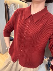 Moms Autumn Fashion 2024 Pure Color Single Button Knitted Long Sleeve Loose Ladies Top Concealing Stylish Open Cardigan