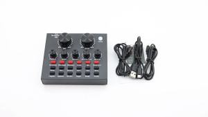V8 Audio Sound Card USB Plug DJ Equipment Sound Cards Audio Mixer For Phone Computer PC Webcast Live External Karaoke Recording