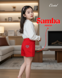 (CL) กางเกงขาสั้นเด็กผู้หญิงสีแดง SAMBA SHORTS/Cartelkids