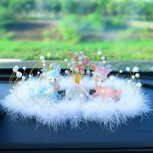 New Arrival Luxury Deer Figurine Car Dashboard Decoration Womens Style Road Safety Small Deer Resin Car Interior Accessories