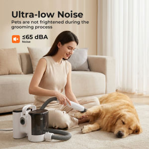 Teekland Dog Grooming Vacuum with Electric Clipper & Shedding Brush Pet Grooming Vacuum for Dogs Low Noise Pet Hair Vacuum with Grooming Kit for Home Shedding and Trimming
