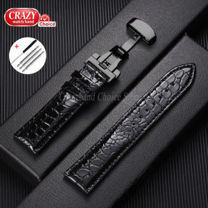 Crocodile Pattern Design Leather Watchband Automatic Buckle Men Women Business Universal Wrist 12mm 14mm16mm 18mm 19mm 20mm 22mm