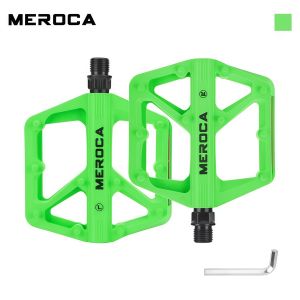 MEROCA nylon bicycle pedals Platform for MTB Road bike Dual DU bearing blue red purple orange green aluminum bicycle pedals