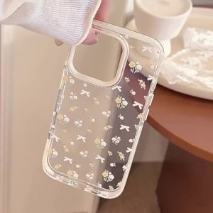 Korean Full Screen Yellow Flower Clear Soft Phone Case For iPhone 12 13 14 15 16 Pro Max Transparent Shockproof Protective Cover
