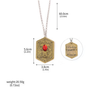 Movie Childs Play Heart Of Damballa Necklace Vintage Distressed Ruby ​​Engraved Amulet Pendant Necklace Film Peripherals Charm