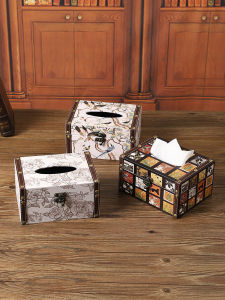 Retro Creative Tissue Box Cover Design Home Living Room Coffee Table Restaurant Desktop Drawer Style Tissue Box Linen Box